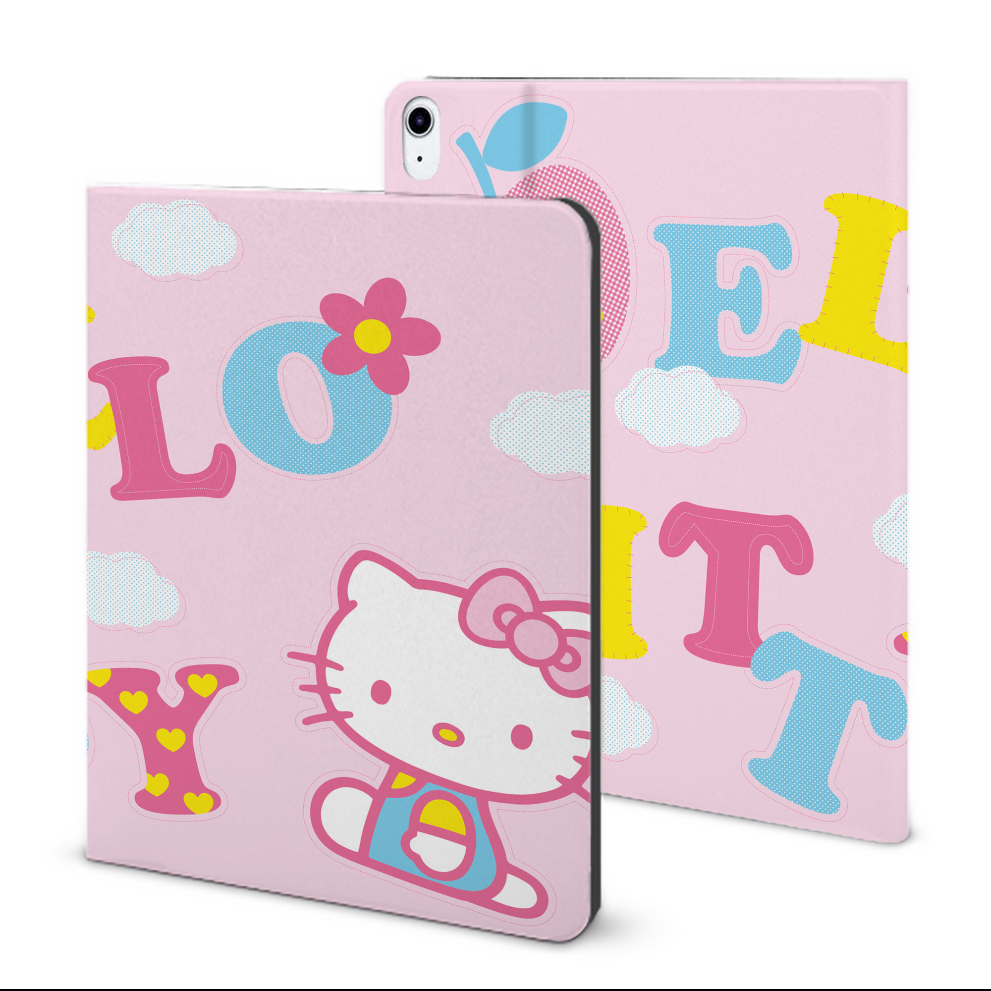 （画像用） Hello Kitty ハローキティ IPad ケース ブック型 PUレザー TPU 耐衝撃 軽量 薄型 ペン収納なし 全面保護 IPad 各モデル対応